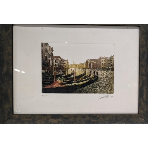 532 - A Limited Edition Print of Venetian Gondolas