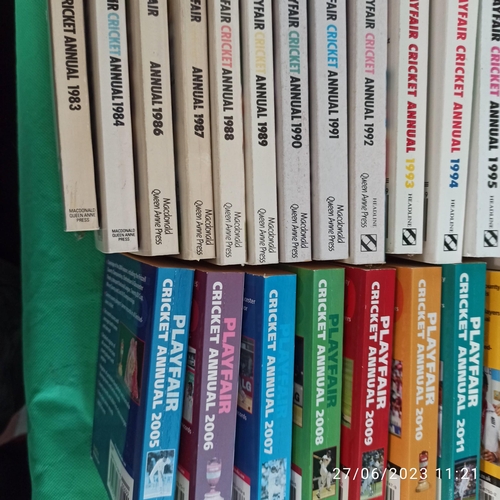 324 - Selection of Cricket Books including Play Fair Cricket Annuals from 1952 - 2018 and much more - 80 i... 