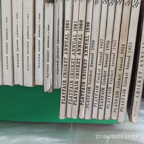 324 - Selection of Cricket Books including Play Fair Cricket Annuals from 1952 - 2018 and much more - 80 i... 