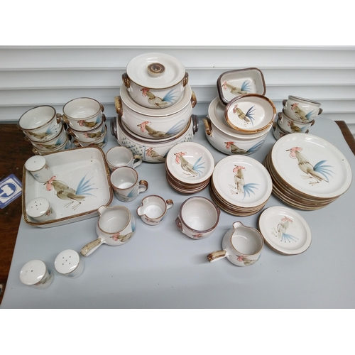 245 - Quantity of Grayshott Pottery Cockerel Design, including 4 Large Lidded Serving Dishes, 8 Dinner Pla... 