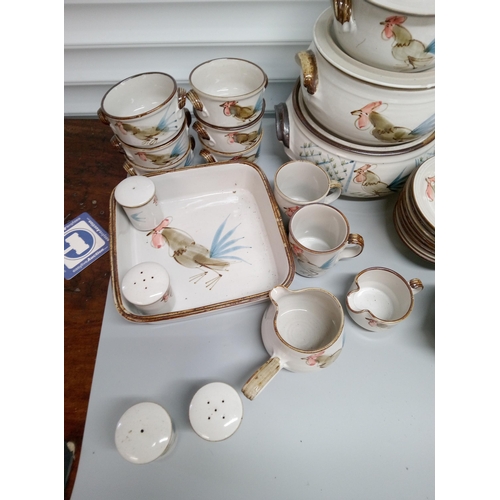 245 - Quantity of Grayshott Pottery Cockerel Design, including 4 Large Lidded Serving Dishes, 8 Dinner Pla... 