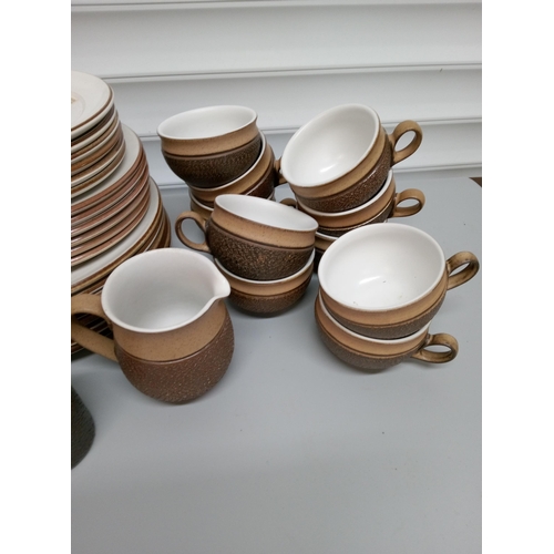 247 - Quantity of Denby Cotswold including 8 Dinner Plates, 6 Side Plates, 6 Small Side Plates, 2 Tea Pots... 