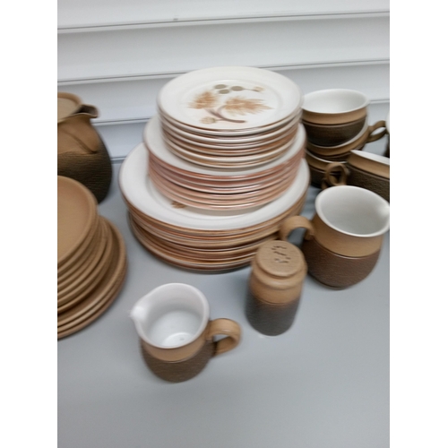 247 - Quantity of Denby Cotswold including 8 Dinner Plates, 6 Side Plates, 6 Small Side Plates, 2 Tea Pots... 