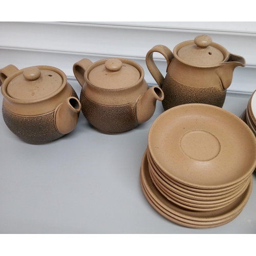 247 - Quantity of Denby Cotswold including 8 Dinner Plates, 6 Side Plates, 6 Small Side Plates, 2 Tea Pots... 