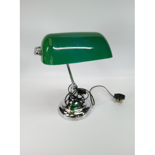 603 - A Green Glass Desk Lamp.