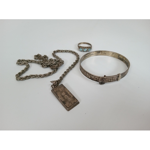 533 - A Hallmarked Silver Ingot, Bracelet and other Jewellery.