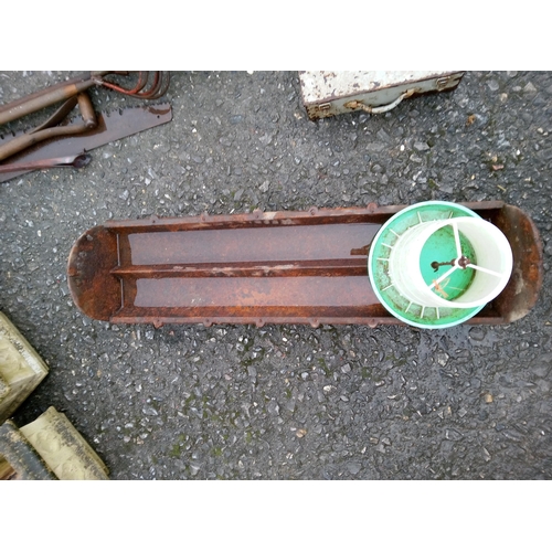 142 - Pig Feed Trough 110cm x 33cm x 29cm, and Plastic Chicken Feeder.