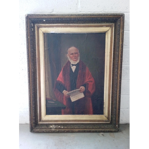 822 - An Original Antique Oil on Canvas of an Aldeman, Portsmouth. 56cm x 41cm.