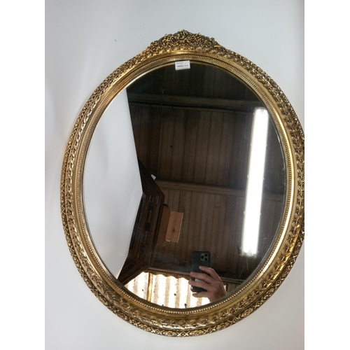 232 - Large Oval Gilt Framed Mirror, 93cm x 73cm.