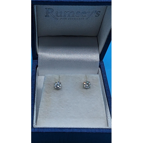 478 - A Pair of 18ct White Gold Round Brilliant Cut Diamond Studs approximately 0.40ct. Boxed.