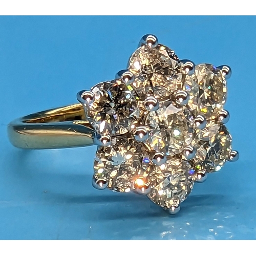 450 - 18ct white and yellow gold 7 stone daisy style round brilliant cut diamond cluster ring.  Diamonds 2... 