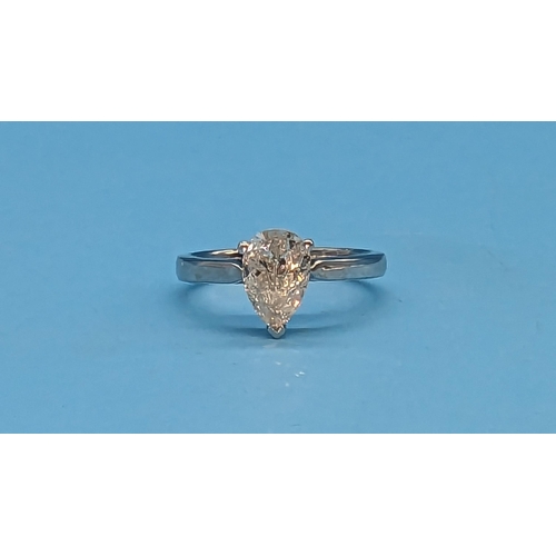 455 - 18ct white gold pear shaped diamond ring.  Diamonds 1.18ct.  Original WGI Cert. no.  WGI9624122879 S... 