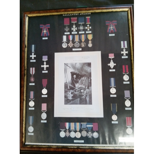 666 - A Collection of Military Badges in a Frame featuring Every Man and Woman that served in the Falkland... 