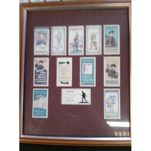 680 - Framed Collection of Military Themed Cigarette Cards x 2.