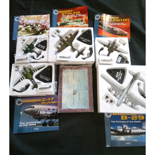 1190 - Atlas Model Planes in Original Packaging with Metal Badges including Douglas C47 Sky Train/Heinkel H... 