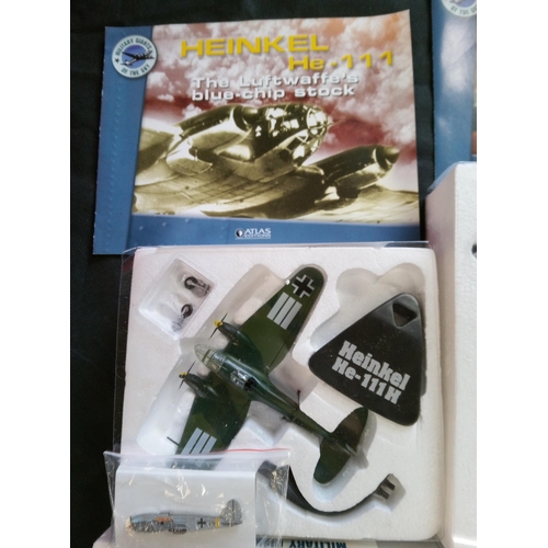 1190 - Atlas Model Planes in Original Packaging with Metal Badges including Douglas C47 Sky Train/Heinkel H... 