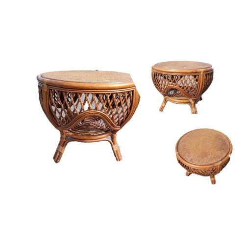 798 - Cane and Wicker Round Table with Lower Shelf.