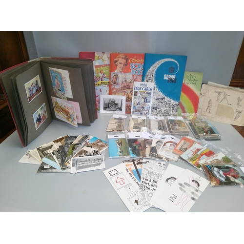 1208 - A Selection of Scrap Books, Postcards and Cards.