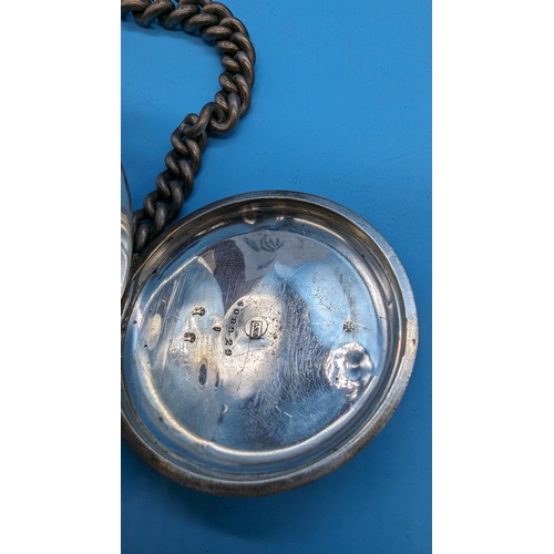 561 - A Hallmarked .935 Argentum Silver Pocket Watch on a Hall Marked Sterling Silver Albert Chain. Runnin... 