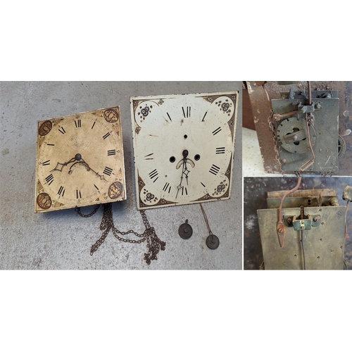 420 - 2 x Antique Longcase Clock Faces and Mechanisms.