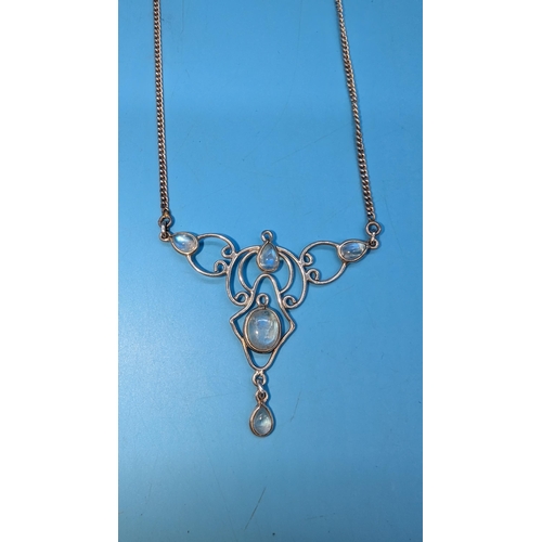 517 - A .925 Silver Moonstone Necklace.