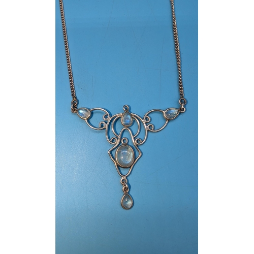 517 - A .925 Silver Moonstone Necklace.