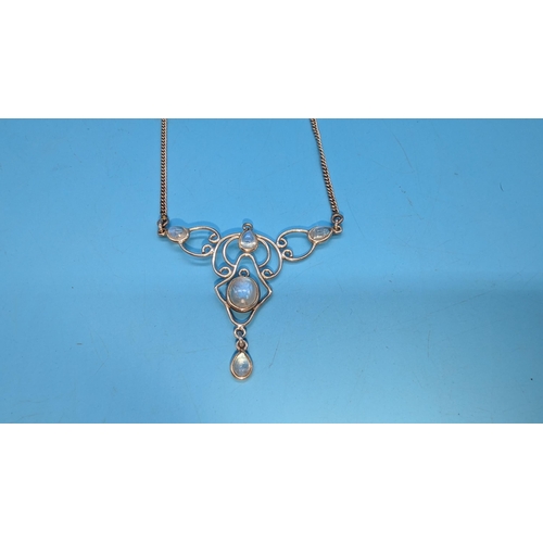 517 - A .925 Silver Moonstone Necklace.