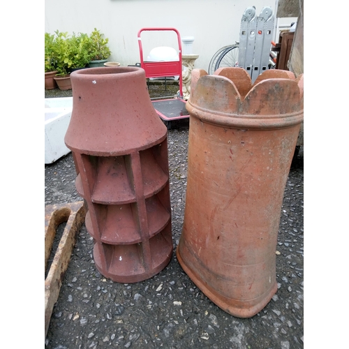 70B - 2 x Chimney Pots, Scalloped and Louvred, 66cm H.