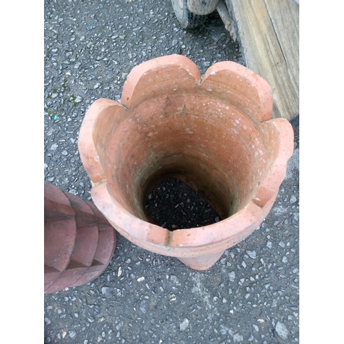 70B - 2 x Chimney Pots, Scalloped and Louvred, 66cm H.