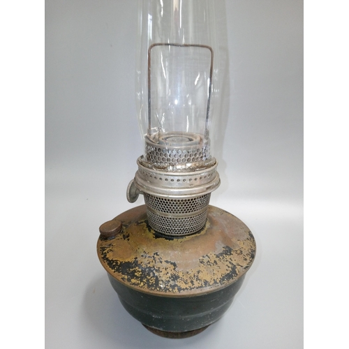 599 - Aladdin Tilly Lamp, Damage to Glass as Pictured.