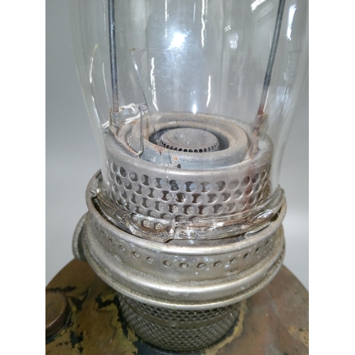 599 - Aladdin Tilly Lamp, Damage to Glass as Pictured.