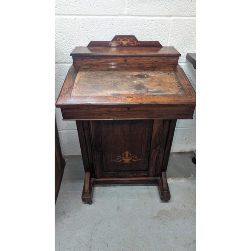 391 - An Antique and Inlaid Small Davenport Desk.