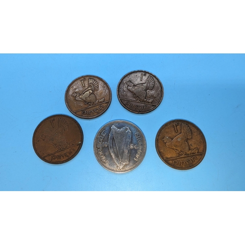 568 - A 1934 Irish Silver Crown and Pennies