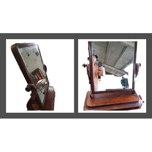 235 - Vintage Veneer Dressing Table Mirror. 68cm H x 63cm W x 28cm D.