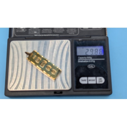 497 - A 9ct Gold Bullion Pendant, 30gms in Weight.