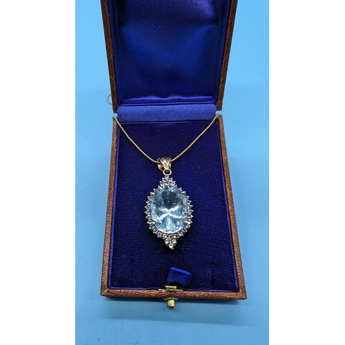 469 - A 9ct Blue Topaz Pendant Necklace 12.33 Grams total weight