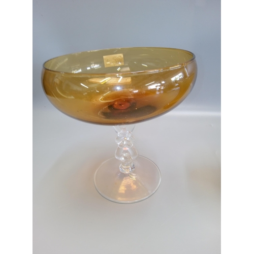 814 - A Pair of Vintage Amber Glass Items, Murano Style.