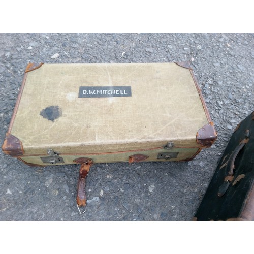 1252 - Vintage Canvas Trunk and Suitcase.