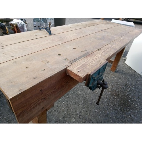 133 - A Large Wooden Workbench with Clamps. 217cm L x 84cm W x 91cm H.