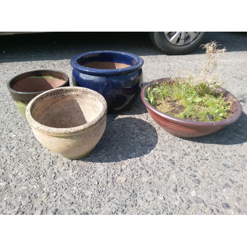 70 - A Selection of 4 Glazed Plant Pots.