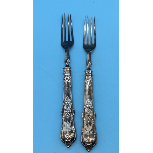 550 - A Quantity of Hallmarked English Silver Forks including an 1845 Pair by George William Adams. 
250gm... 