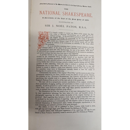 353 - National Shakespeare, a facsimilie of the text of the first Folio of 1623. Illustrated by Sir J Noel... 