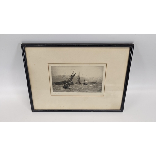 822F - A Signed Etching of Fishing Boats by Noted Artist William L Wyllie.
40 x 28cm In Frame.