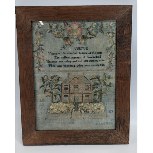 822E - An Framed Print of an antique Sampler.