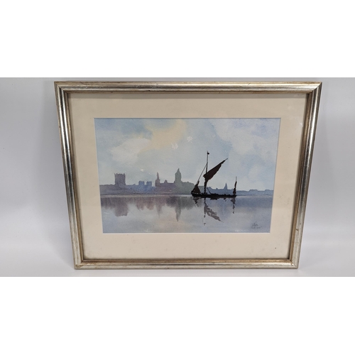 675 - A Watercolour of a Thames Barge by Richard Van Oss. 
45 x 35cm.