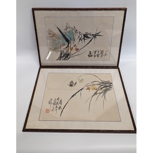 668 - A Pair of Chinese Watercolour Paintings. 59 x 44cm In Frame.