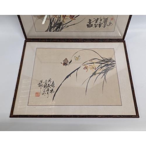 668 - A Pair of Chinese Watercolour Paintings. 59 x 44cm In Frame.