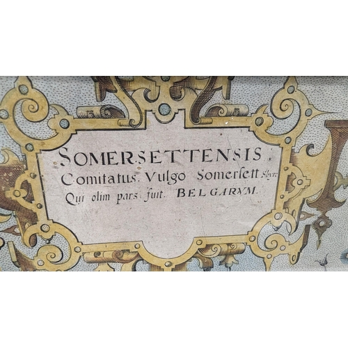 670 - An Antique Map of Somerset in Tray.