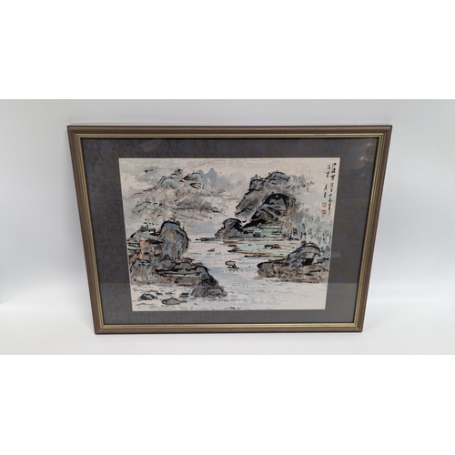 667 - A Chinese Painting of Mountains and Rivers. 58 x 44cm.