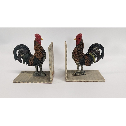 785 - A Set of Cast Iron Cockerel Book Ends.